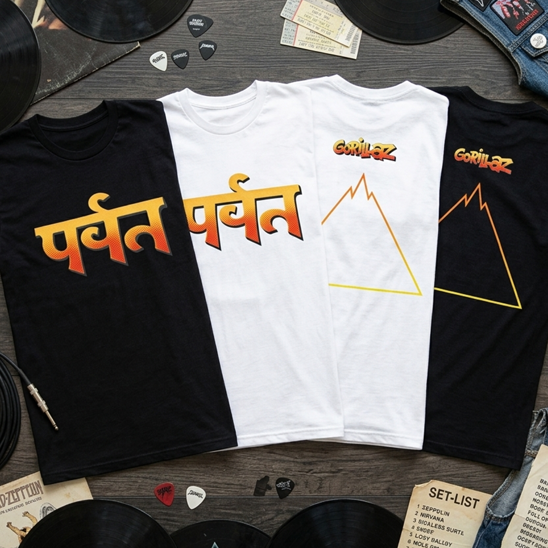 Camiseta Algodón Gorillaz Art Triangulo Doble Estampado