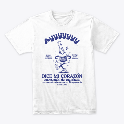 Camiseta Navideña Ayy Dice Mi Corazón Cansado De esperar Azul