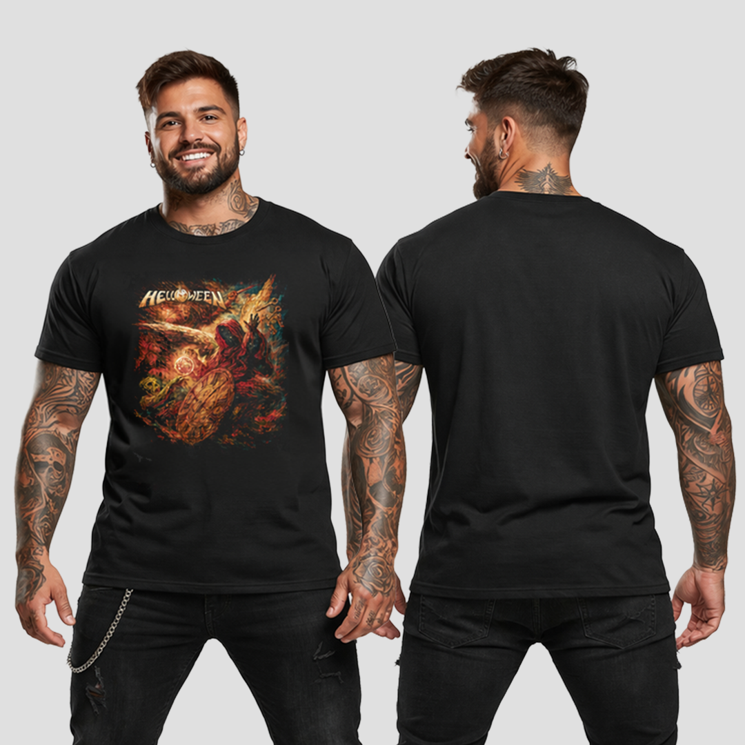 Camiseta Algodon Helloween Keeper of the Seven Keys Art 2