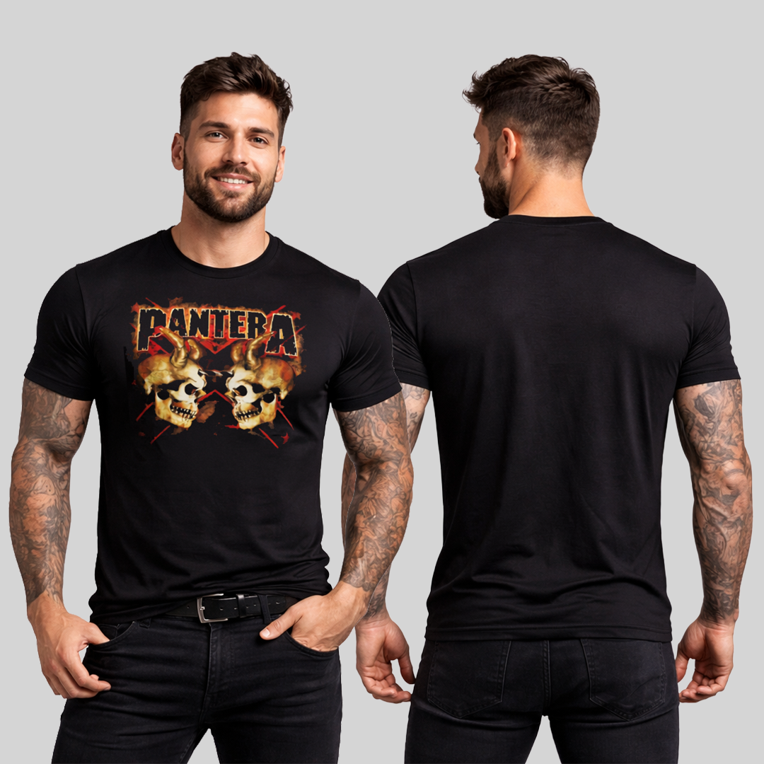Camiseta Algodon Pantera Skull Flag