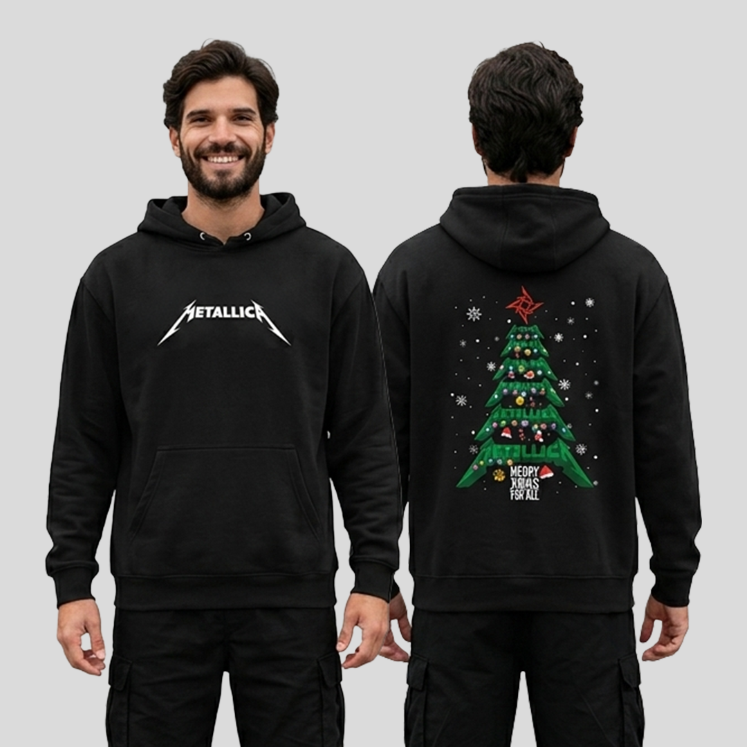 Buzo Capota Metallica Merry Christmas Doble estampado