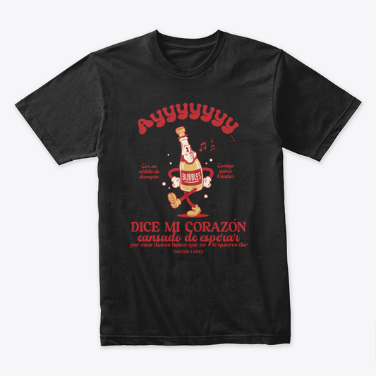 Camiseta Navideña Ayy Dice Mi Corazón Cansado De esperar Negro
