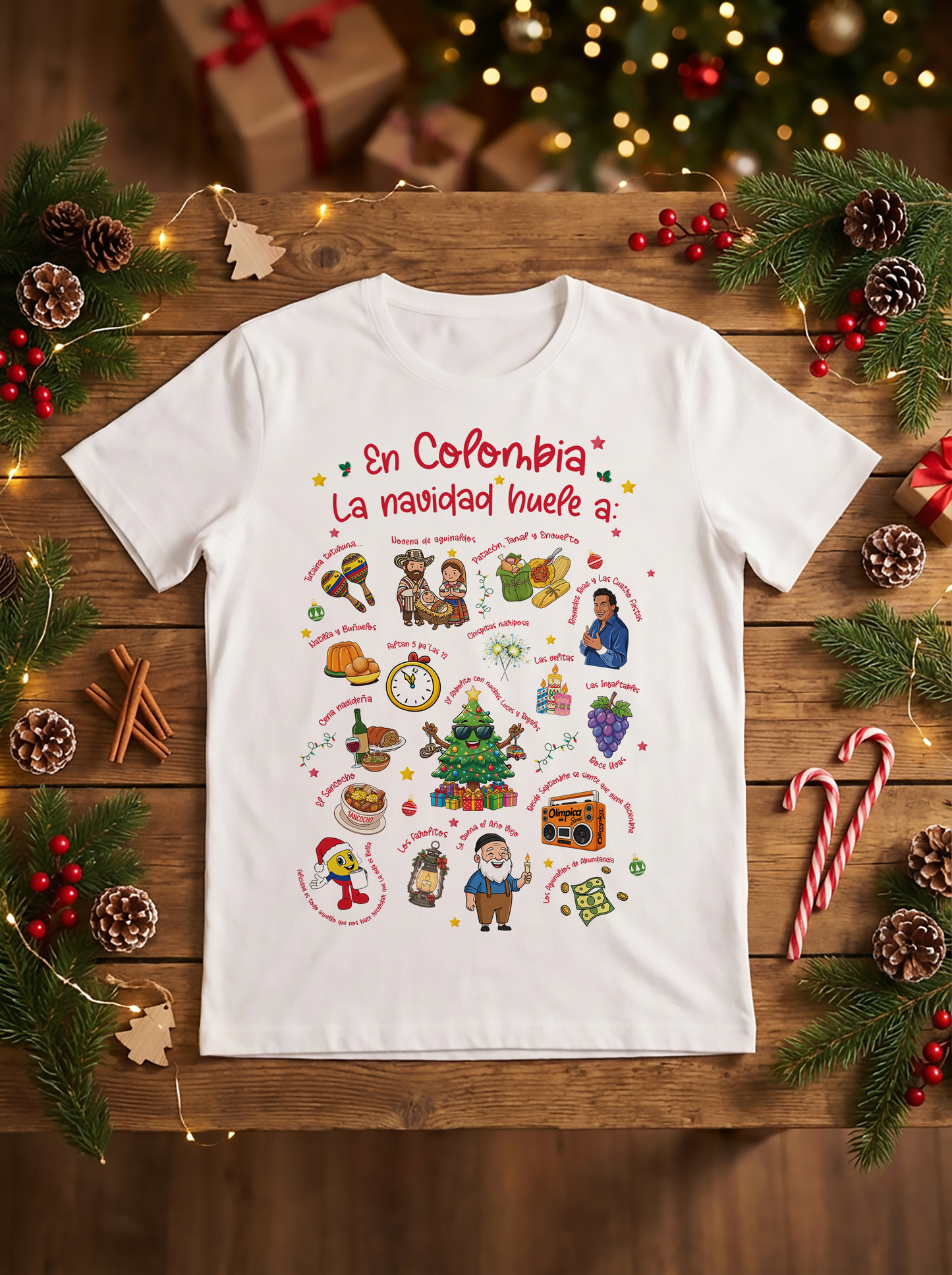 Camiseta Algodon En Colombia La Navidad Huele a