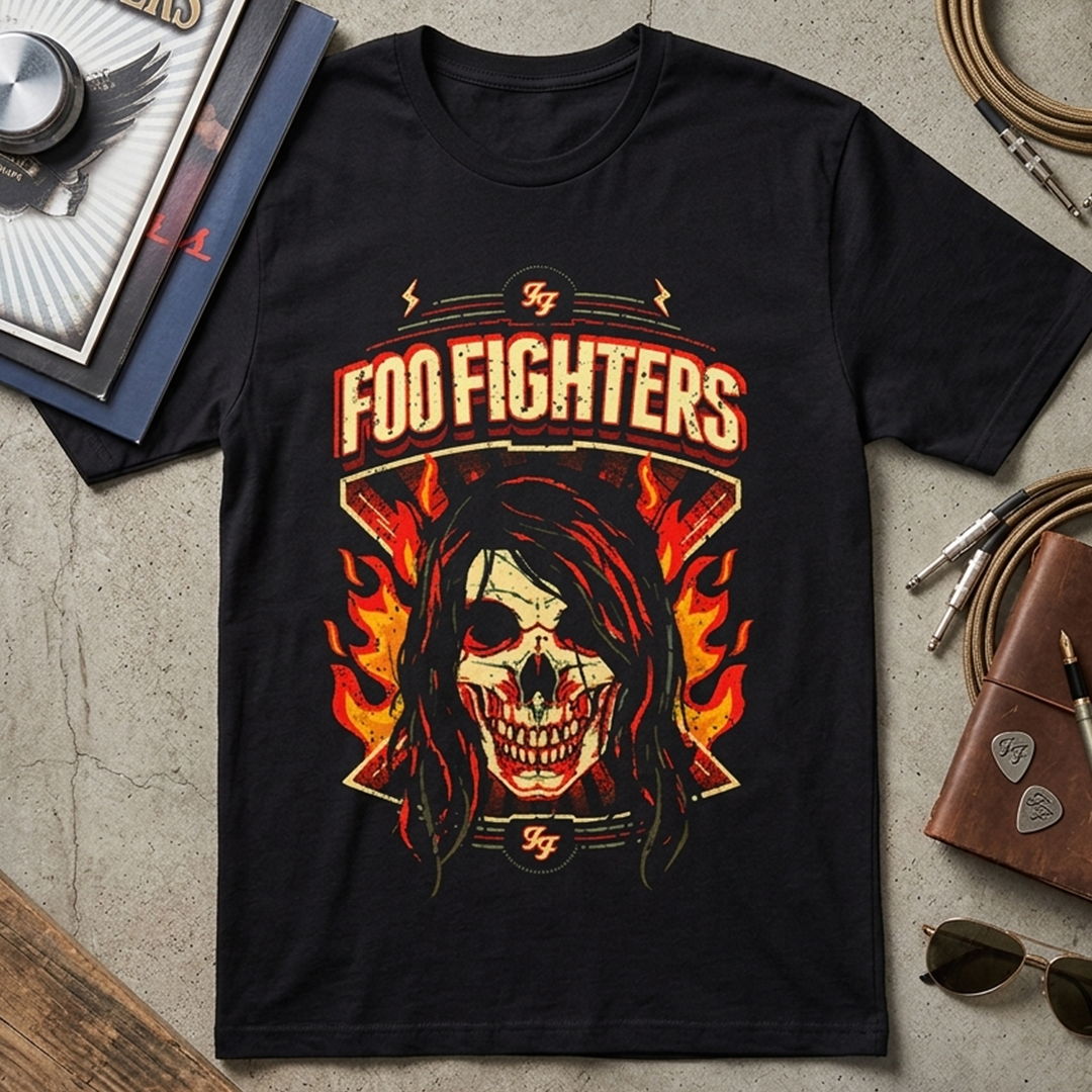 Camiseta Algodon Foo Fighters Skull Art