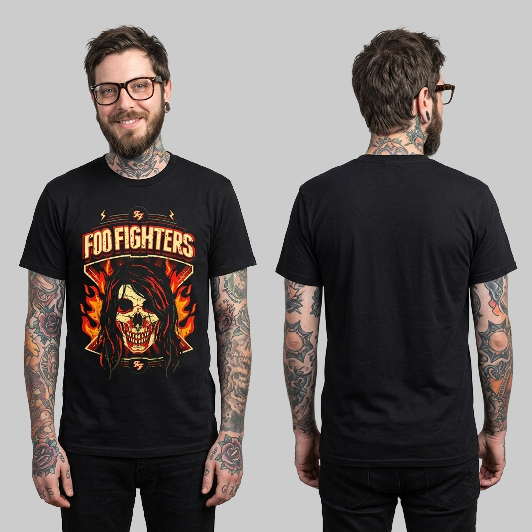 Camiseta Algodon Foo Fighters Skull Art