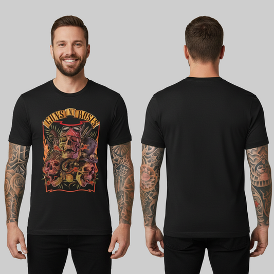 Camiseta Algodon Guns N Roses Skull Poster Band