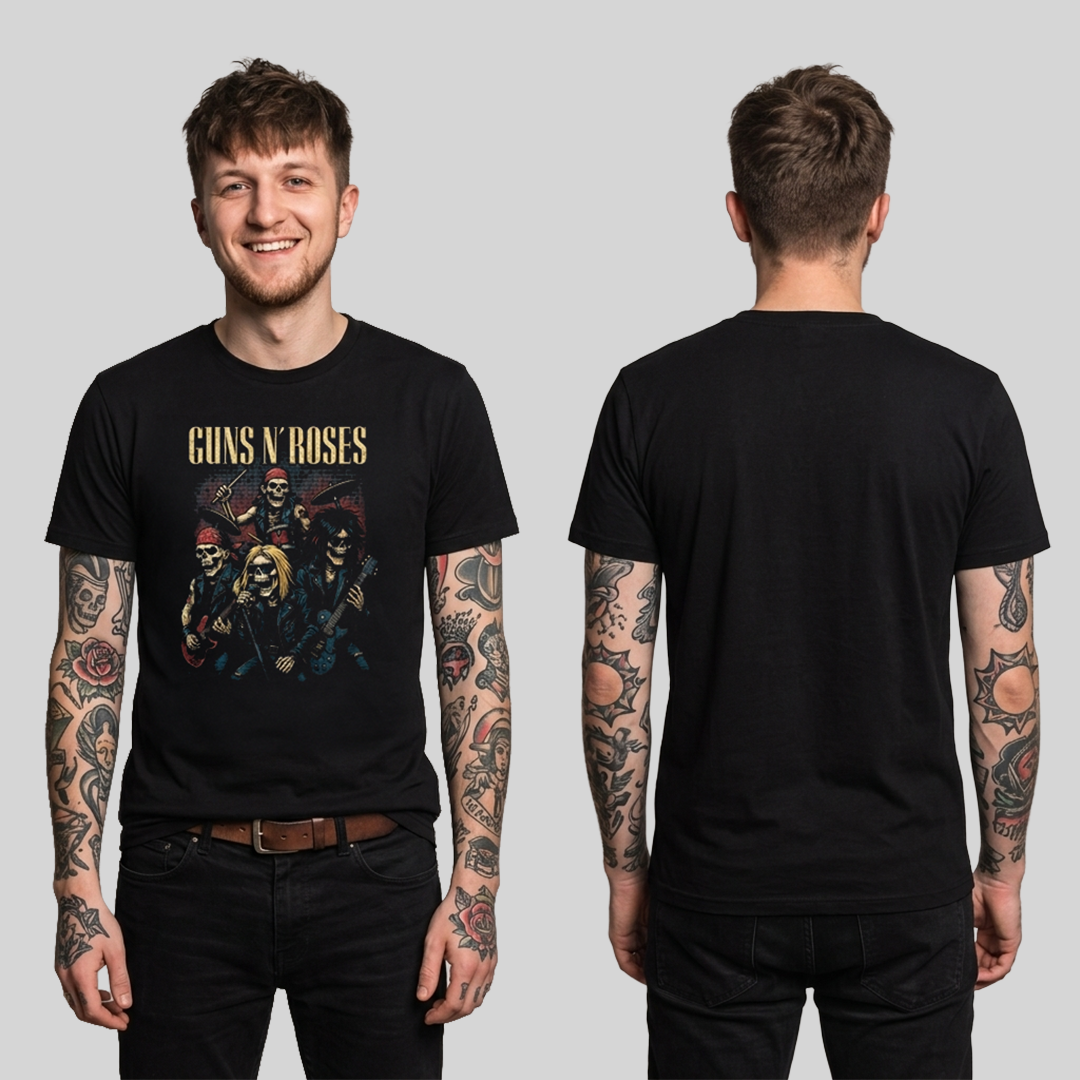Camiseta Algodon Guns N Roses Skull