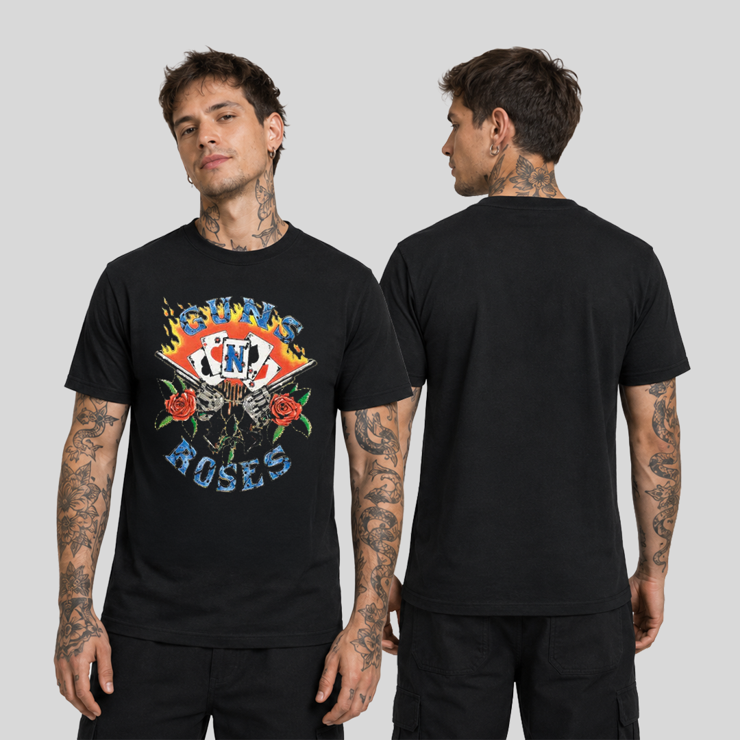 Camiseta Algodon Guns N Roses Logo Card Art