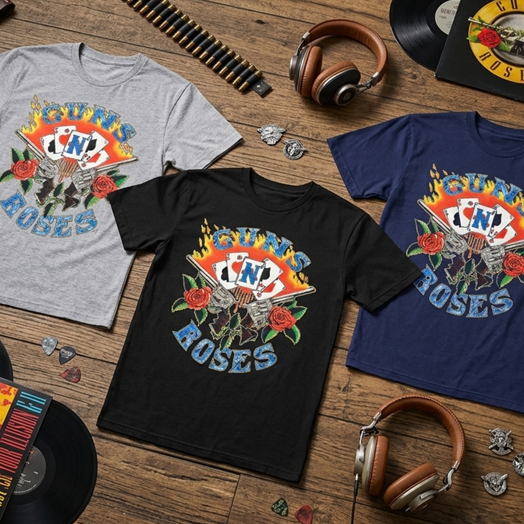 Camiseta Algodon Guns N Roses Logo Card Art