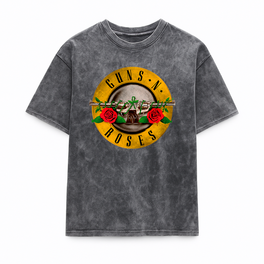 Camiseta Prelavada Algodon Desgaste Guns and Roses