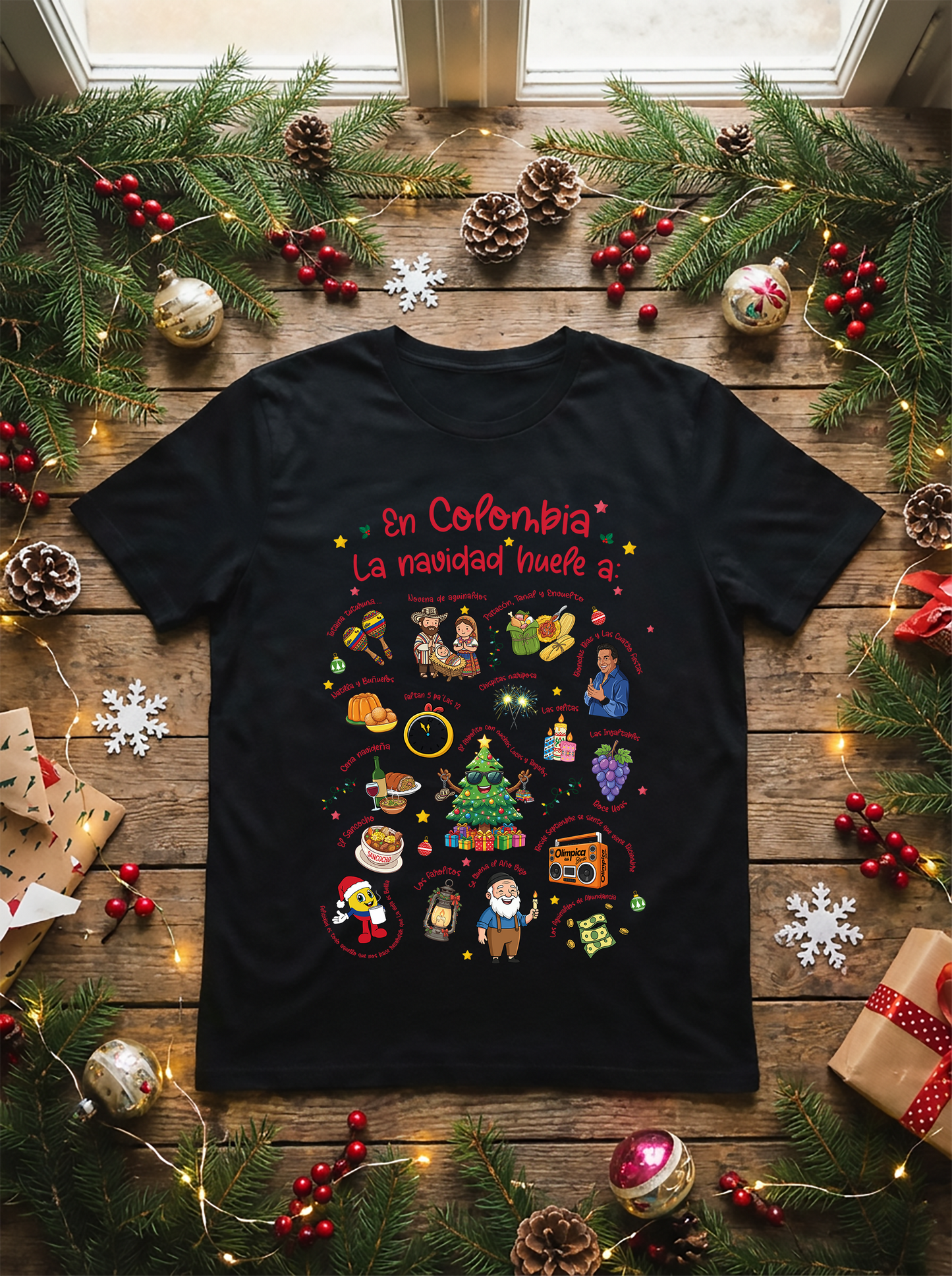 Camiseta Algodon En Colombia La Navidad Huele a