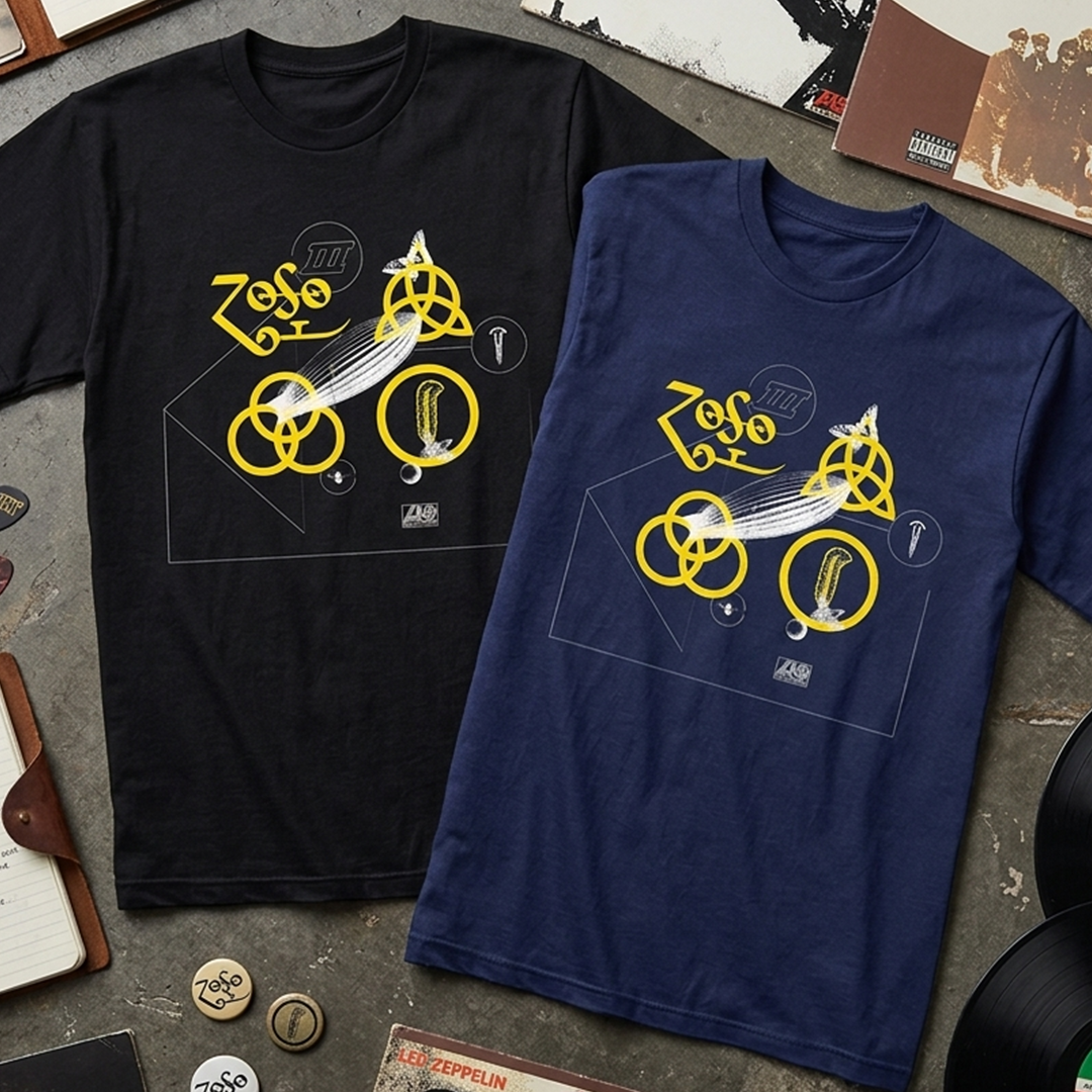 Camiseta Algodon Led Zeppelin Rock & Roll Símbolos
