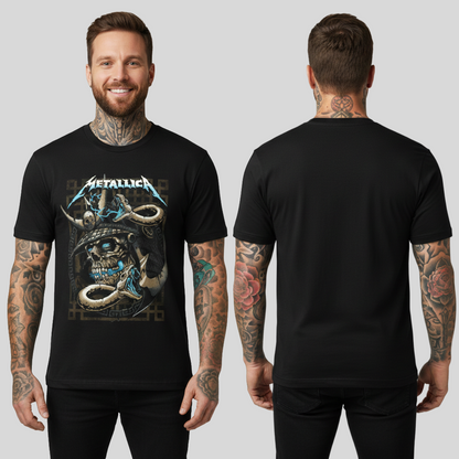 Camiseta Algodon Metallica Skull Samurai Poster