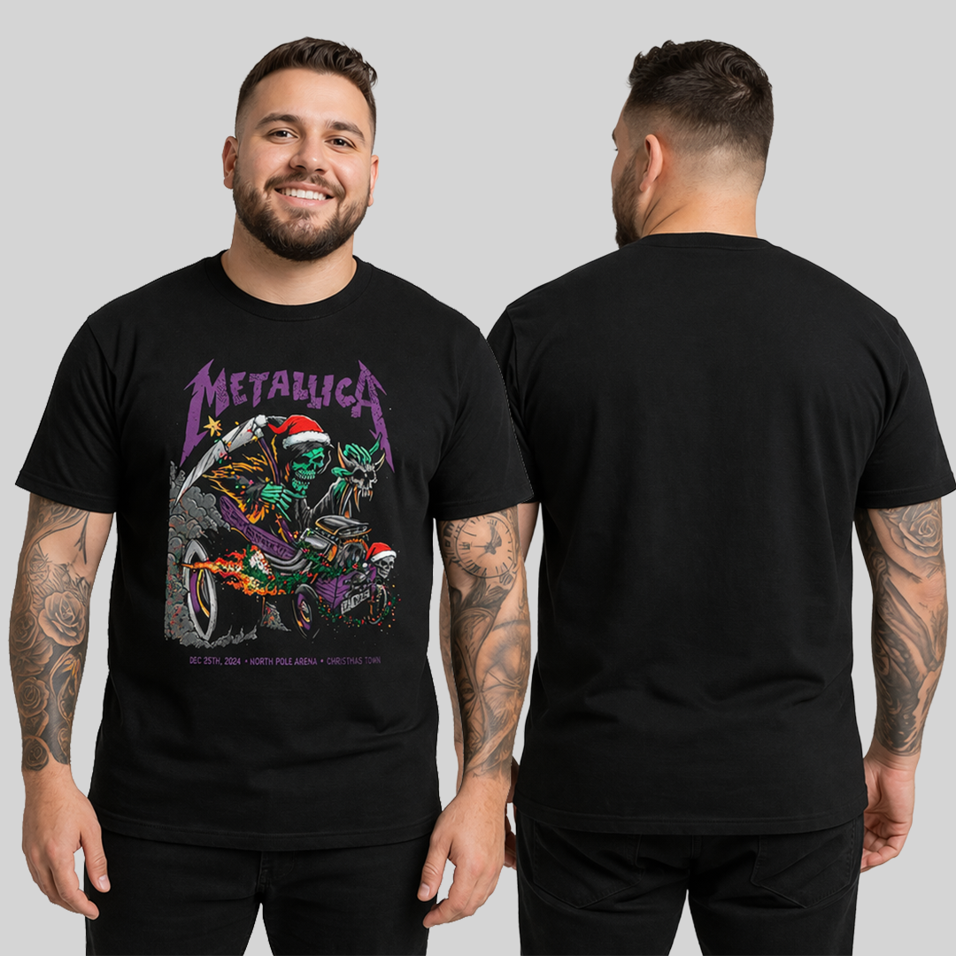 Camiseta Algodon Metallica Cars Navidad