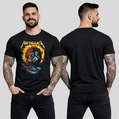 Camiseta Algodon Metallica Women With Robot Face