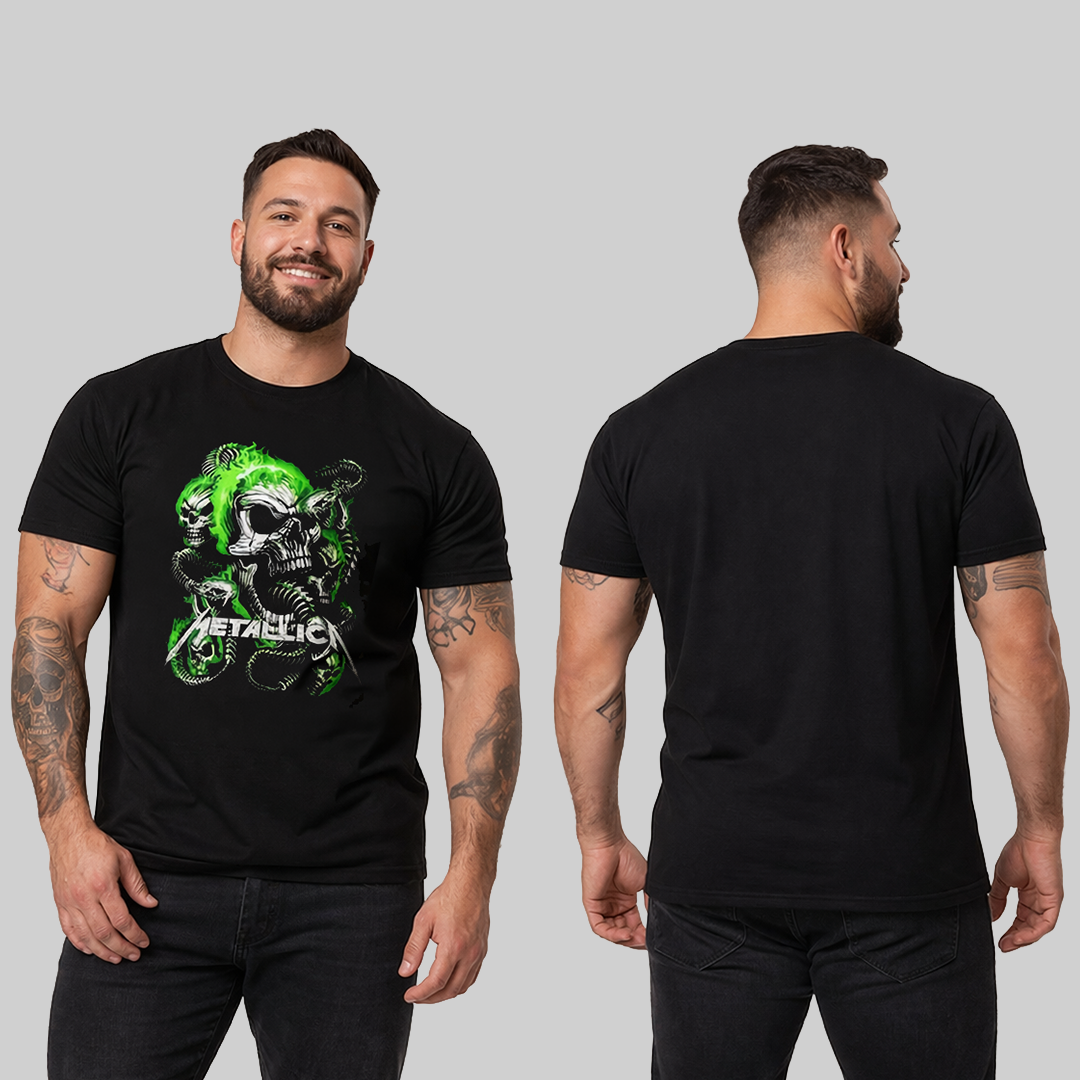 Camiseta Algodon Metallica Green Skull