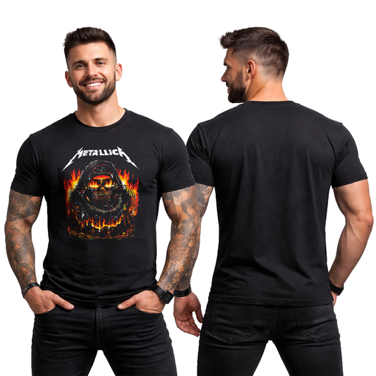 Camiseta Algodon Metallica Fire City Art