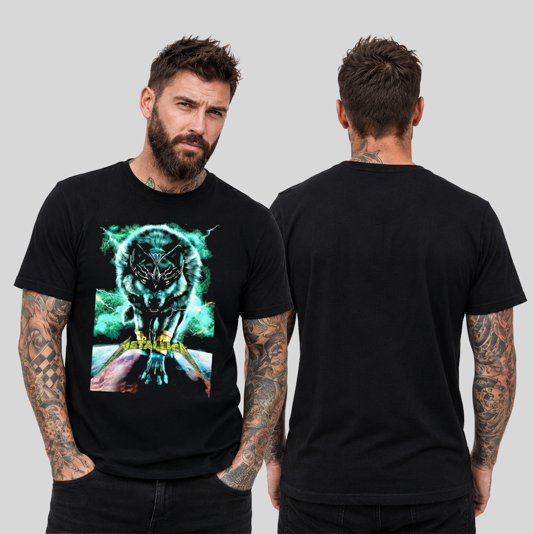 Camiseta Algodon Metallica Wolf Blue