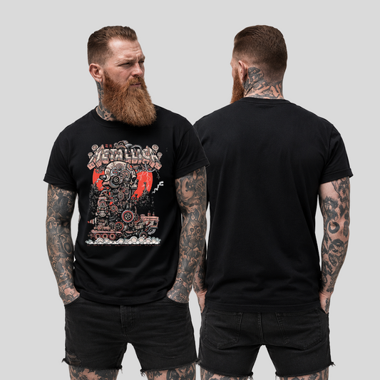 Camiseta Algodon Metallica style ruedas Art