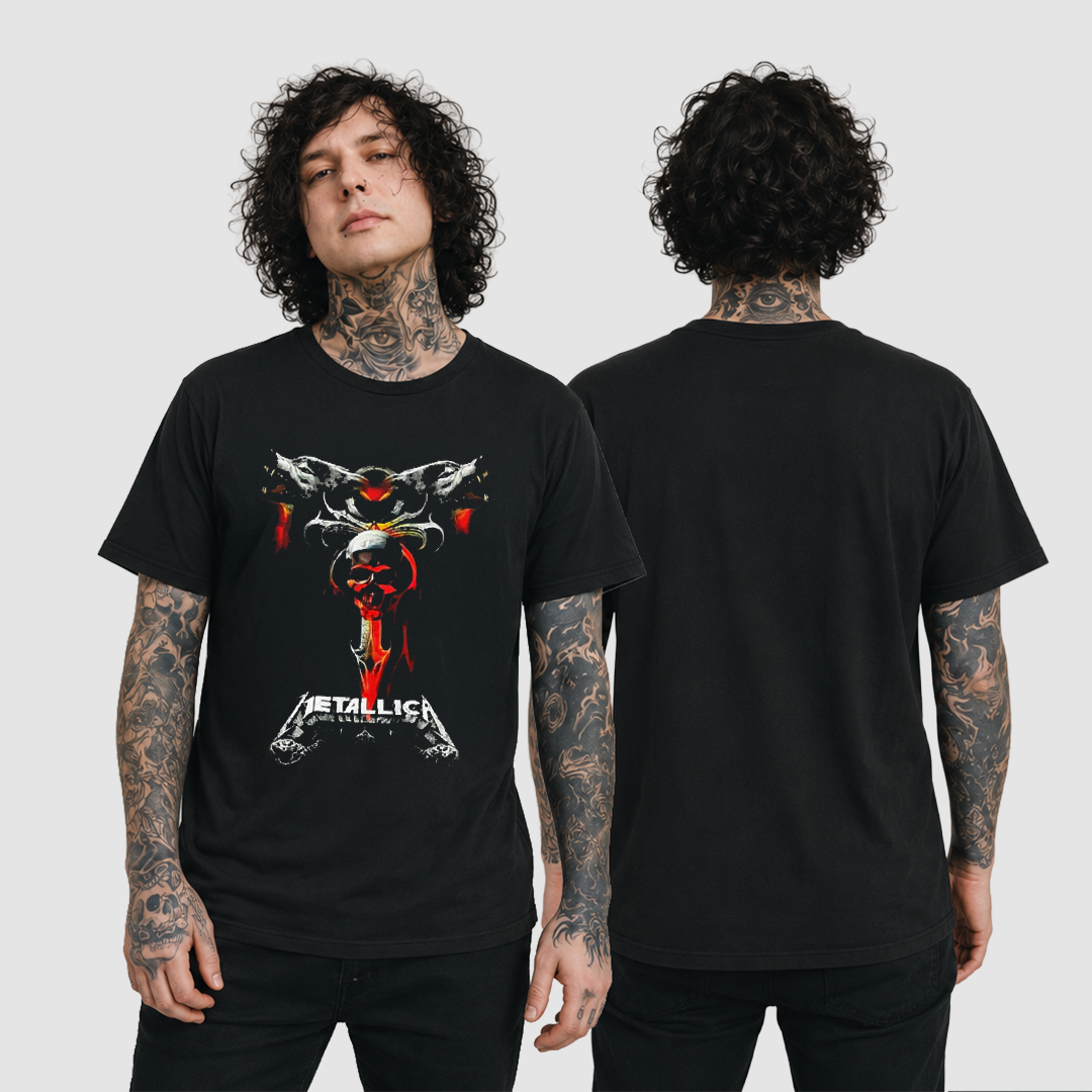 Camiseta Algodon Metallica Cruz Wolf