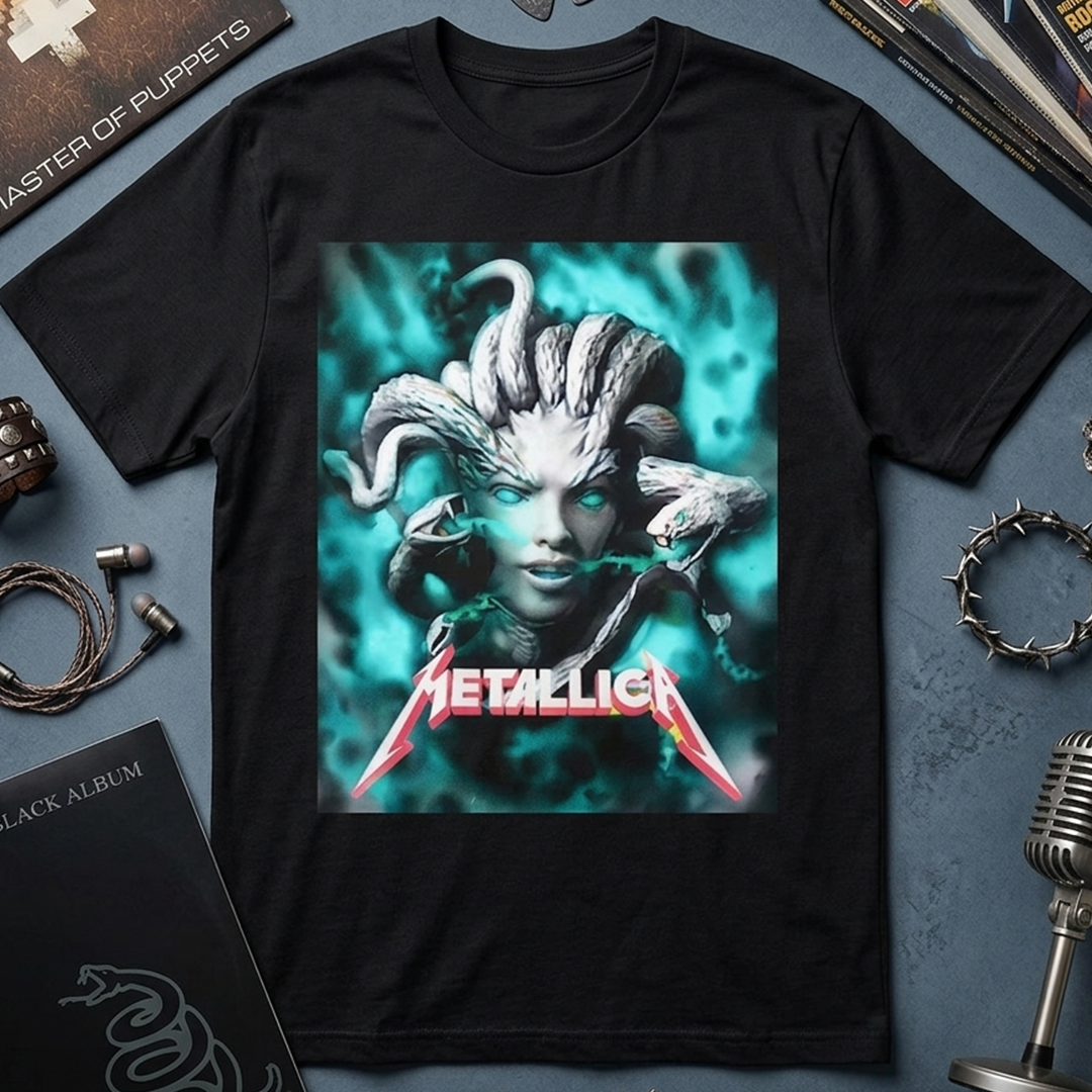 Camiseta Algodon Metallica Poster Gorgona Medusa