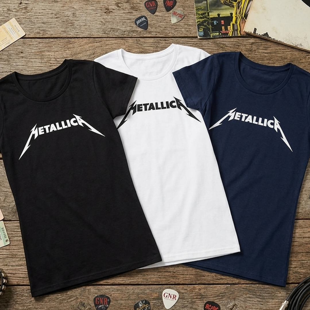 Camiseta de algodon Metallica Logo Rock Style
