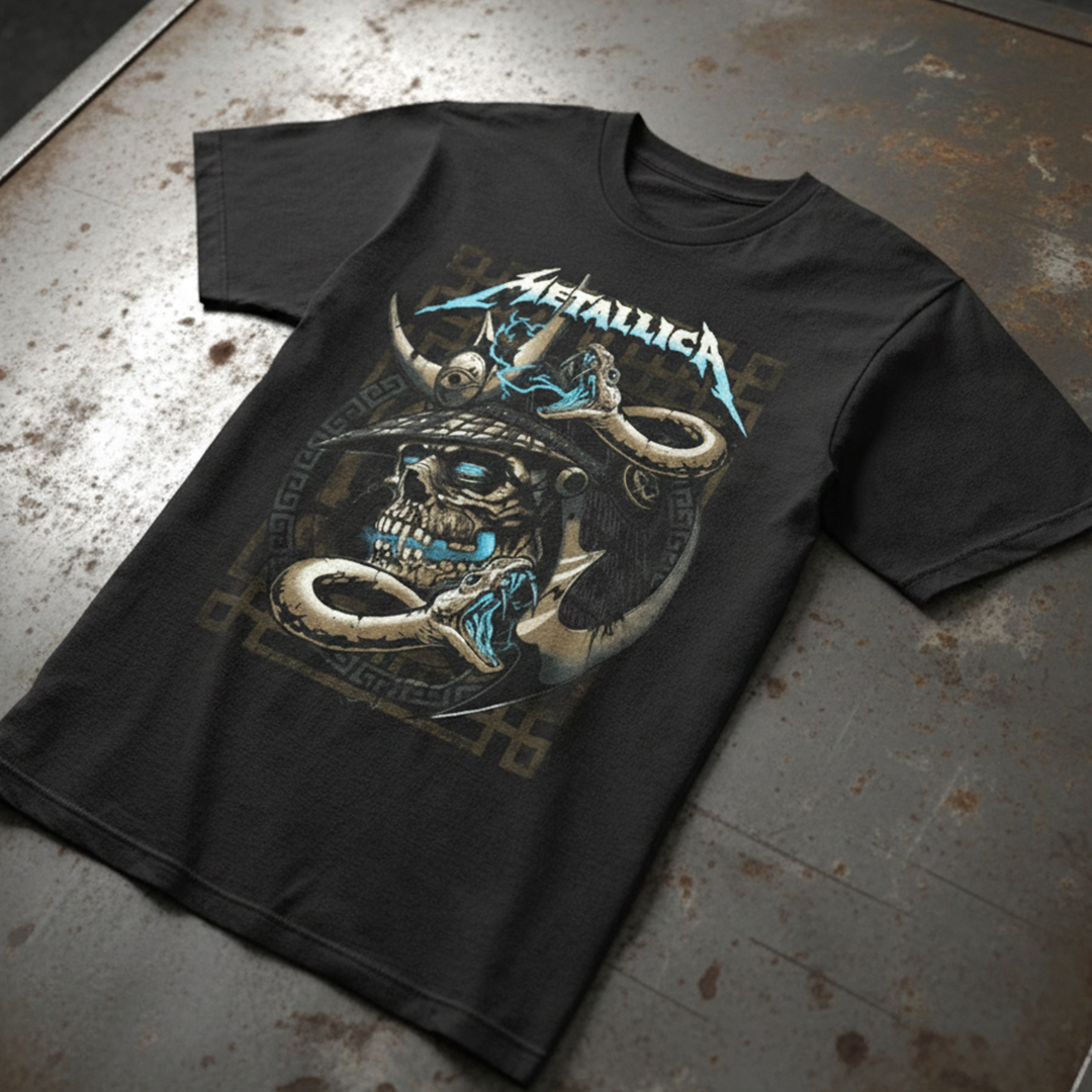 Camiseta Algodon Metallica Skull Samurai Poster