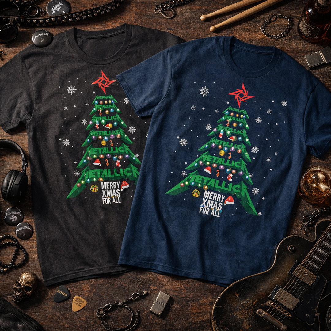 Camiseta Algodon Metallica Merry Christmas