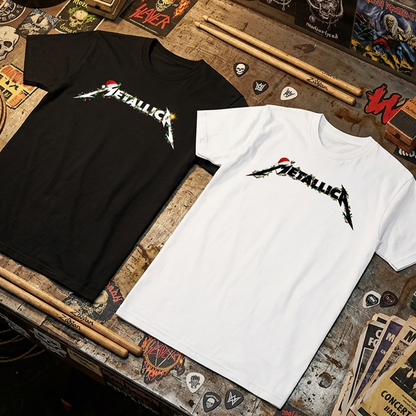Camiseta Algodon Metallica Logo Navidad