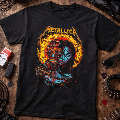 Camiseta Algodon Metallica Women With Robot Face