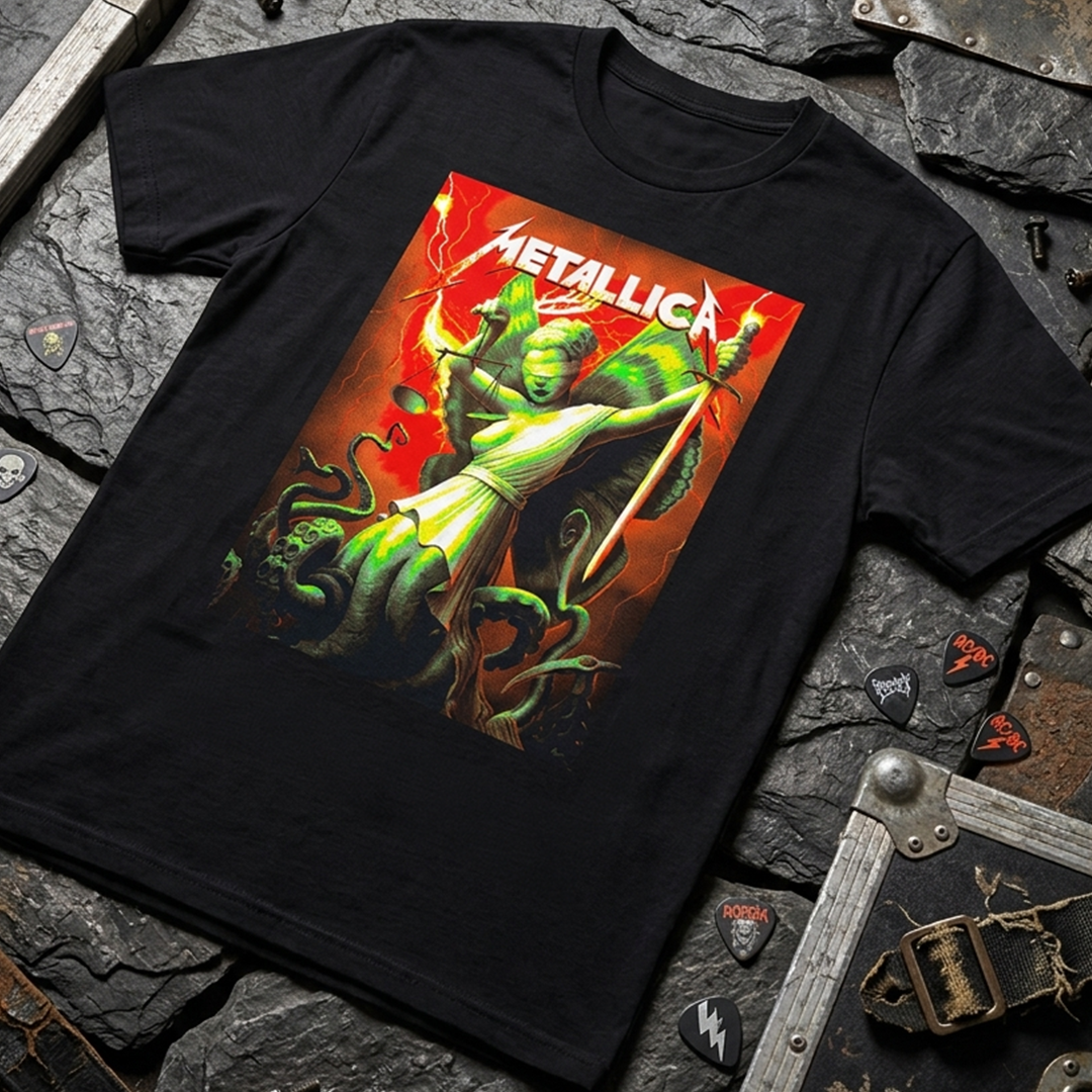 Camiseta Algodon Metallica Octupus Sacramento Art