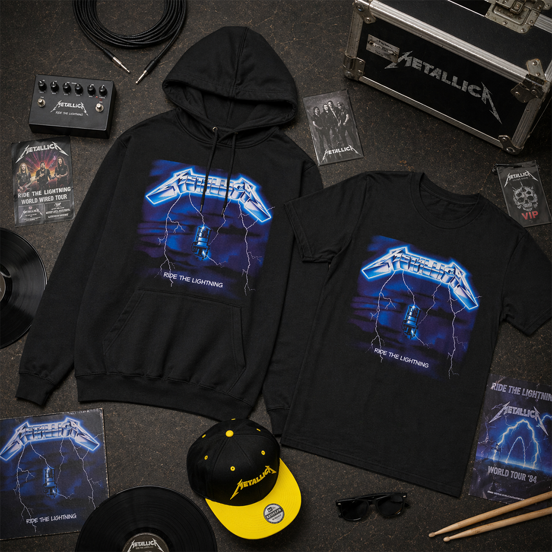 Combo Metallica - Ride the Lightning: Buzo, Camiseta y Gorra