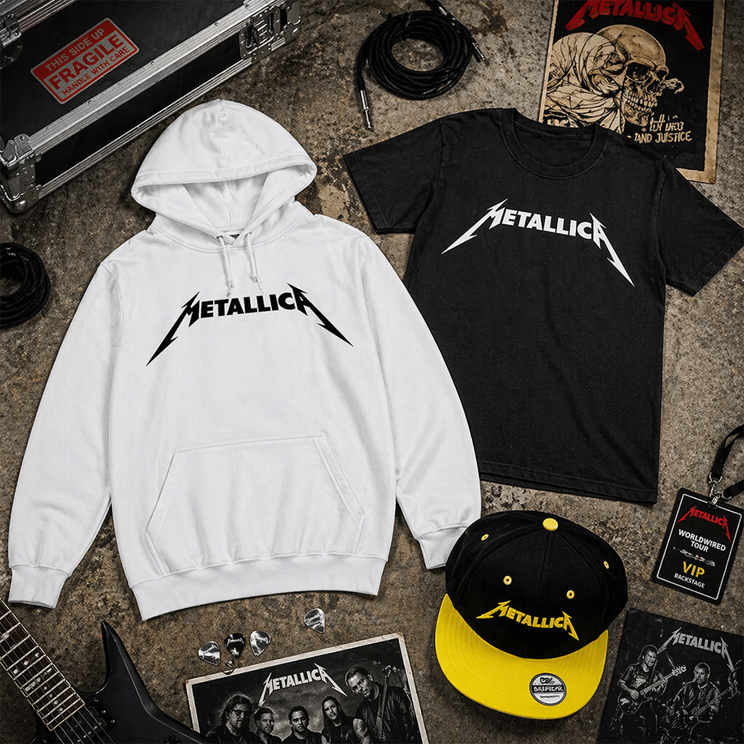 Combo Metallica Logo: Buzo, Camiseta y Gorra