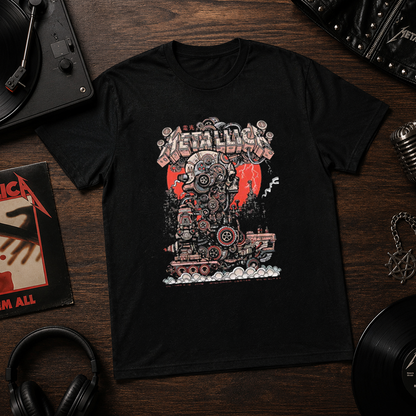 Camiseta Algodon Metallica style ruedas Art