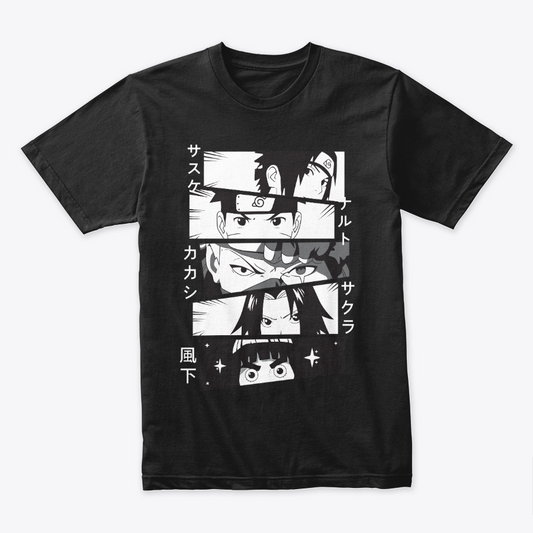 Camiseta Algodon Naruto Faces Poster