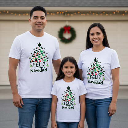 Camisetas Navideñas Familia Set de 3 Prendas Arbolito Feliz Navidad