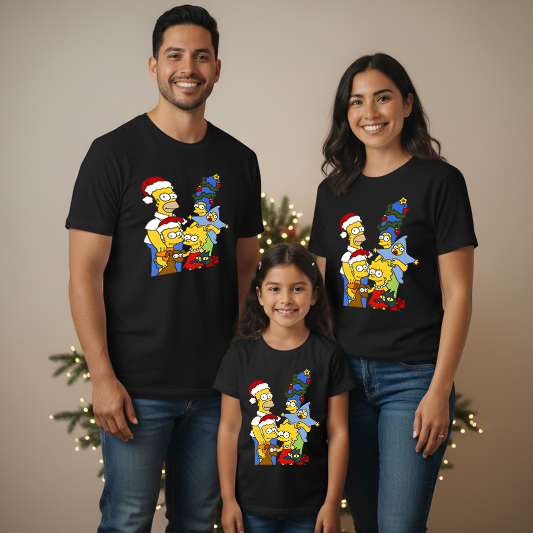 Camisetas Navideñas Familia Set de 3 Prendas Los Simpson
