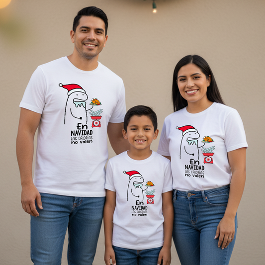 Camisetas Navideñas Familia Set de 3 Prendas En Navidad Las Calorias No Valen