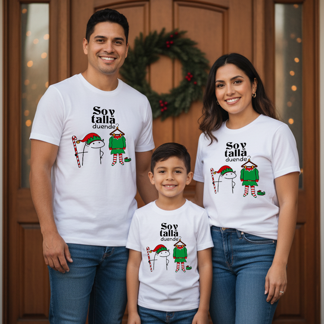 Camisetas Navideñas Familia Set de 3 Prendas Soy Talla Duende
