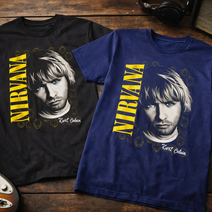 Camiseta Algodon Nirvana Face Kurt Cobain Art