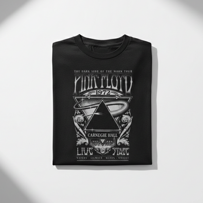Camiseta Algodón Pink Floyd the Dark Side of the moon Tour 1972 Carnegie Hall Gris