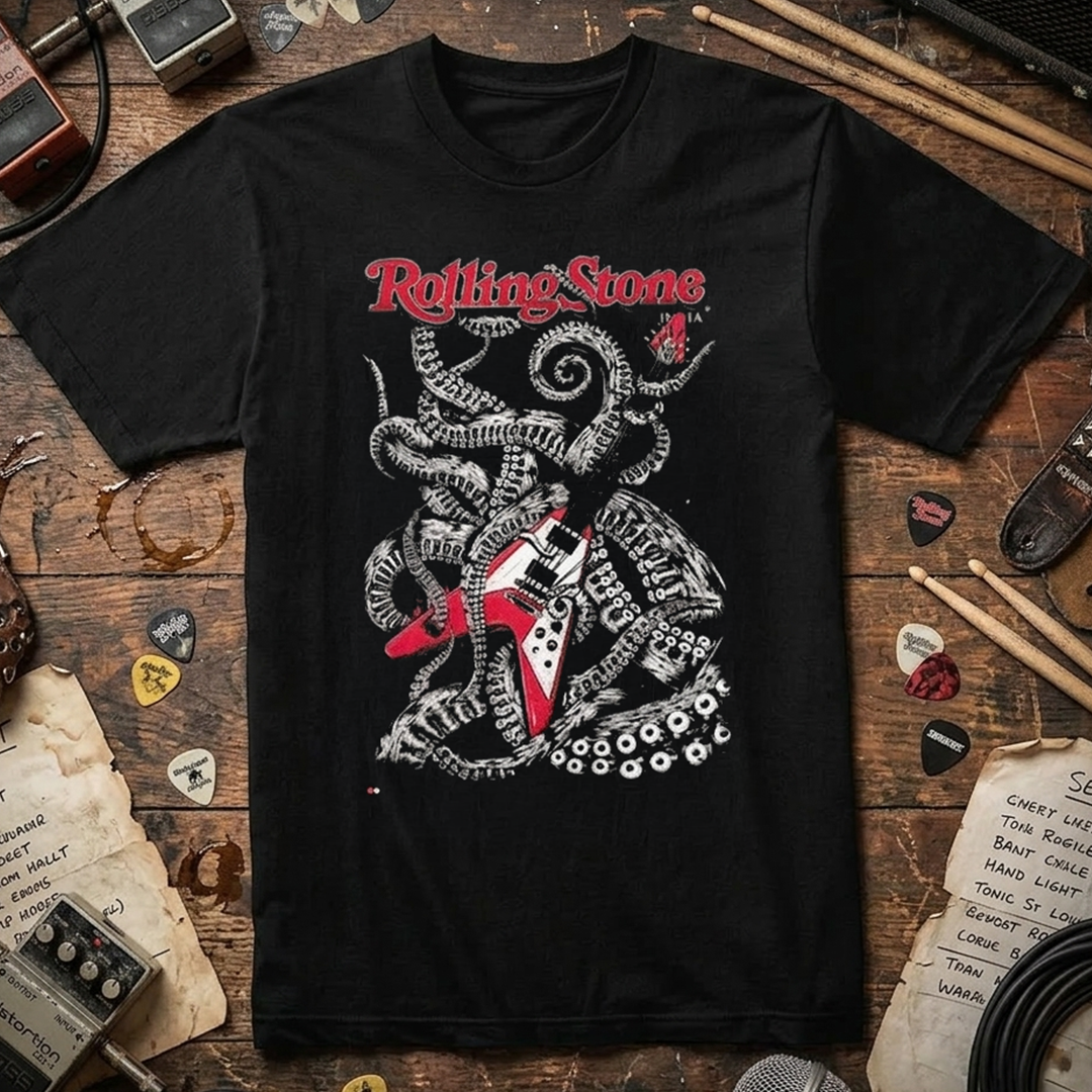 Camiseta Algodon Rolling Stones Octopus Guitar