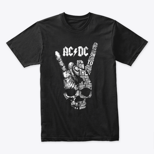 Camiseta Algodón ACDC ART Skull Rock Style