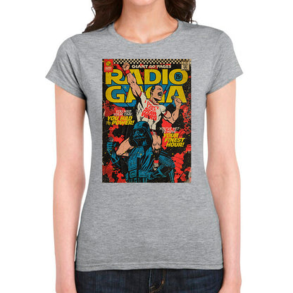 Camiseta Algodon Queen Radio Gaga Art para mujer