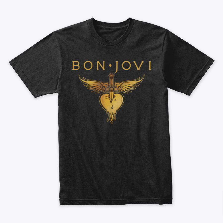 Camiseta en Algodón Rock Style Bon Jovi Gold Heart
