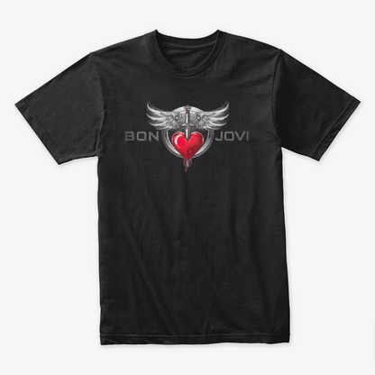 Camiseta en Algodón Rock Style Bon Jovi metal Heart