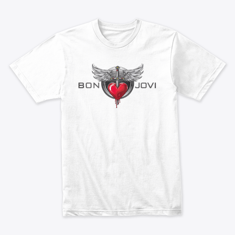Camiseta en Algodón Rock Style Bon Jovi metal Heart
