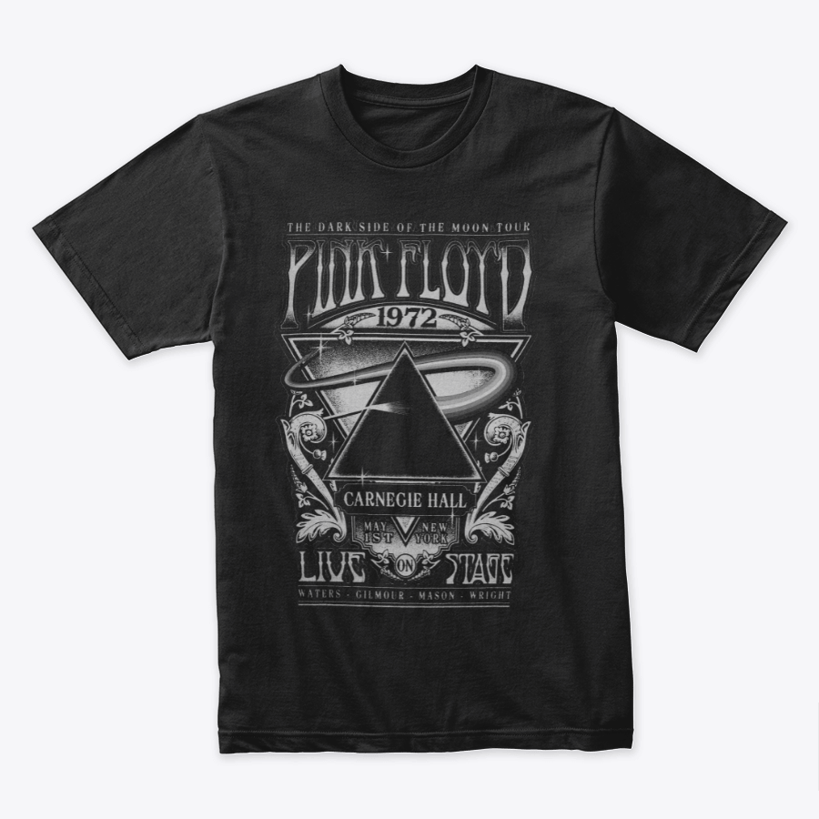 Camiseta Algodón Pink Floyd the Dark Side of the moon Tour 1972 Carnegie Hall Gris