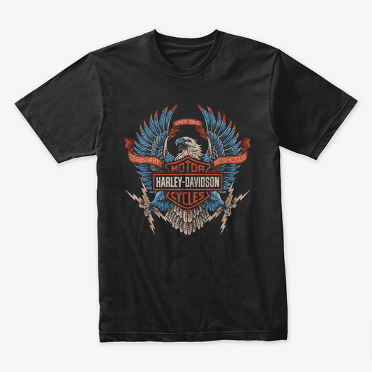 Camiseta Algodon Harley Davidson Eagle Black
