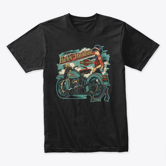 Camiseta Algodon Harley Davidson Vintage Motorcycles Blue
